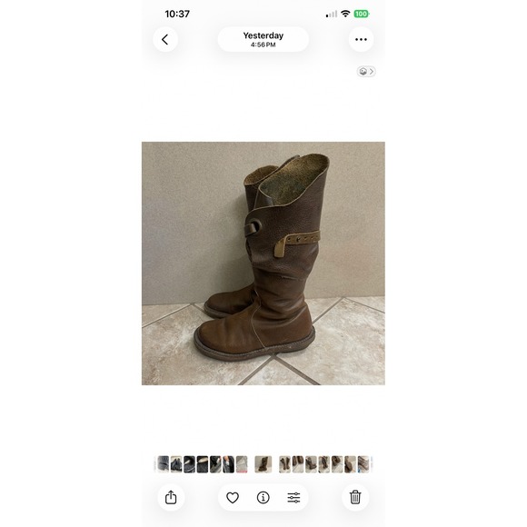 Trippen USA Sz 6(36)Brown Leather Tall Biker Boots Buckle Strap Zip Up Women's - Picture 16 of 16